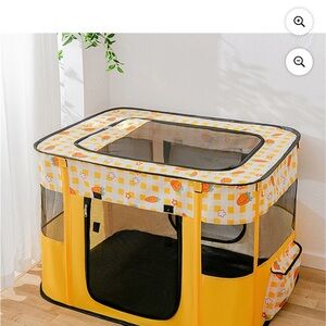 Yellow Checkered Pet Playpen
